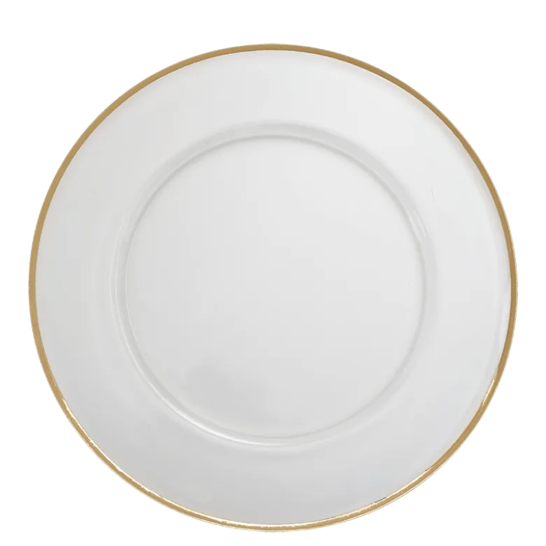 Assiette de présentation en verre Beverly filet or Ø 32 cm