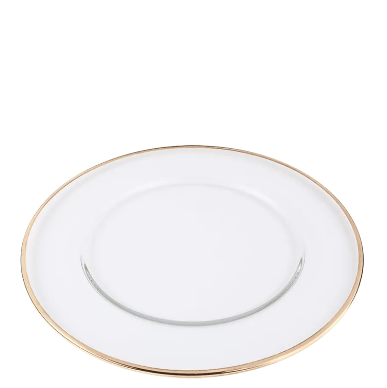 Assiette de présentation en verre Beverly filet or Ø 32 cm