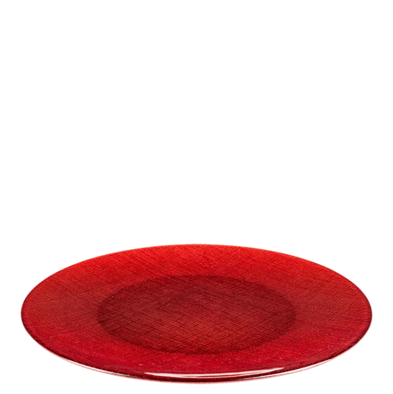 Assiette de présentation rouge en verre Ø 32 cm