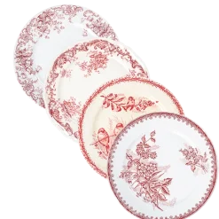 Assiettes Vintage rouge rose