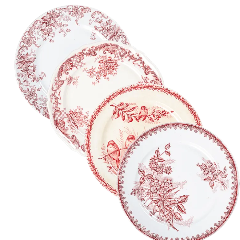 Assiettes Vintage rouge rose