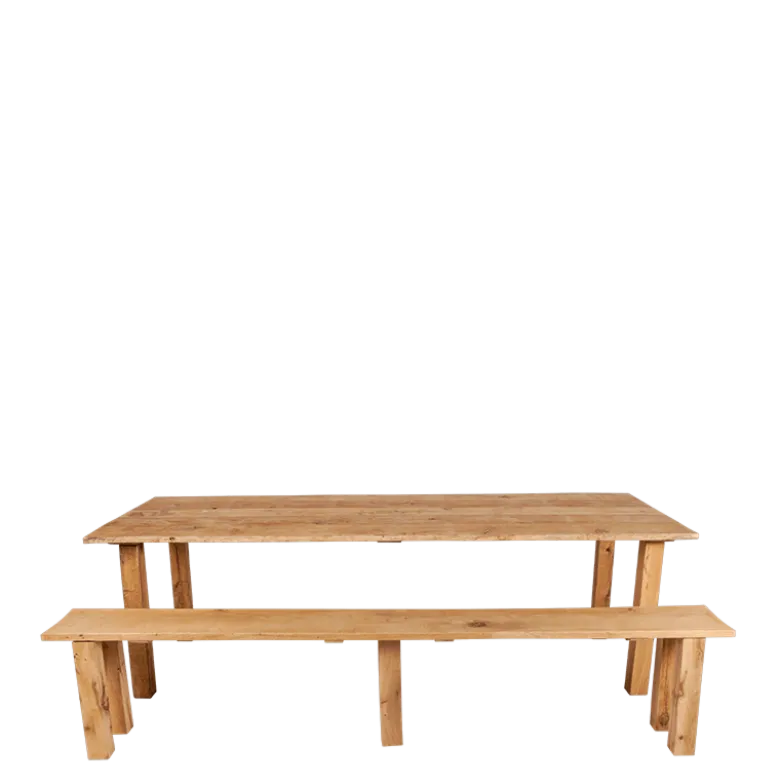 Banc nature en chêne 30 x 240 cm H 47 cm