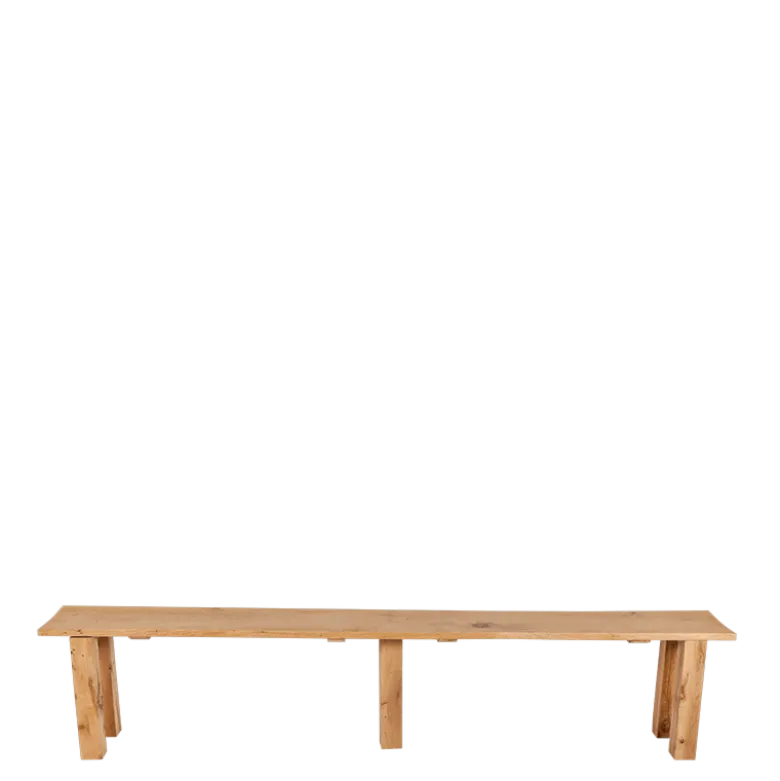 Banc nature en chêne 30 x 240 cm H 47 cm