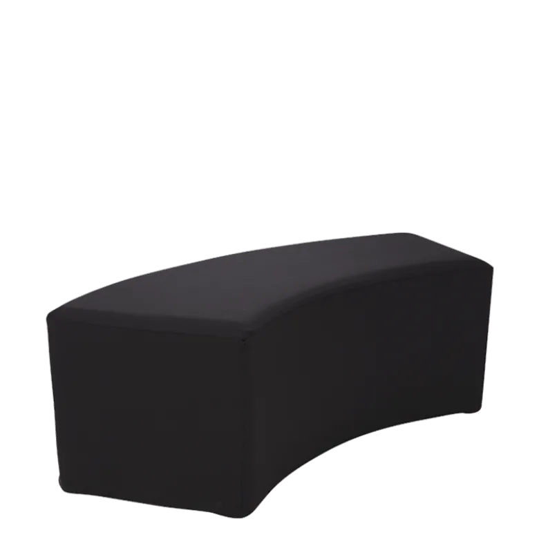 Banquette arrondie vinyle noir 50 x 150 H 47 cm