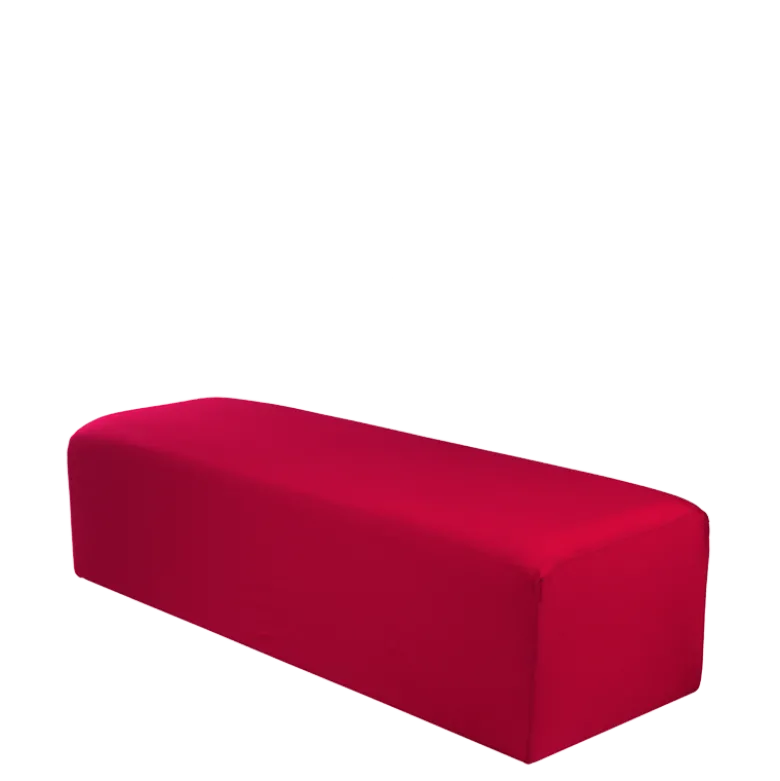 Banquette houssée rouge 50 x 150 cm H 40 cm