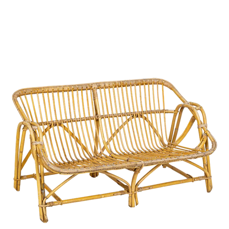 Banquette rotin vintage L 100-110 cm