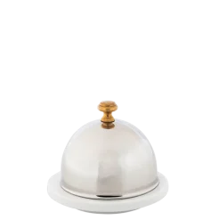 Beurrier porcelaine avec sa cloche en inox Ø 9 cm H 8 cm