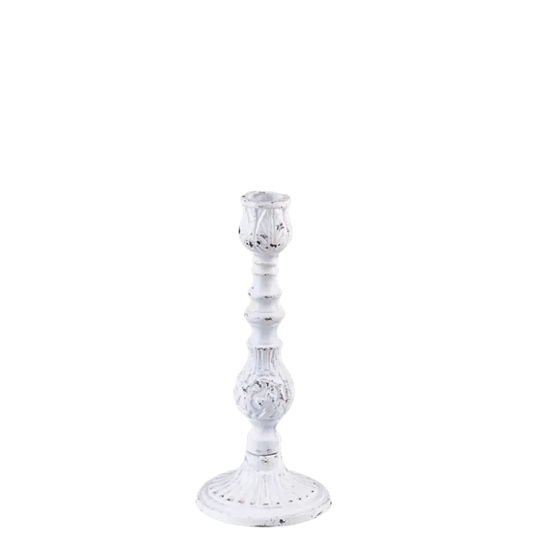 Bougeoir blanc Vintage petit modèle H 16 à 19,5 cm