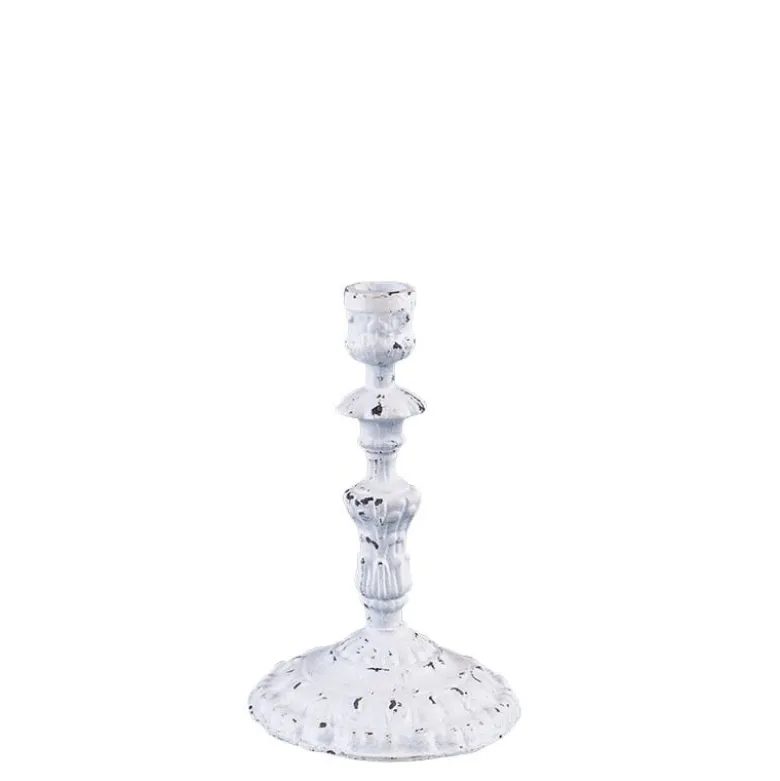 Bougeoir blanc Vintage petit modèle H 16 à 19,5 cm