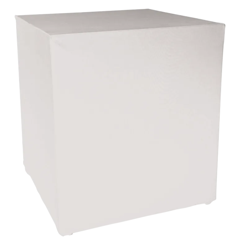 Buffet Cube houssé blanc 4 faces 100 x 100 cm H 109 cm