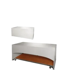Buffet pliant houssé blanc "3 faces" 80 x 200 cm sur roulettes