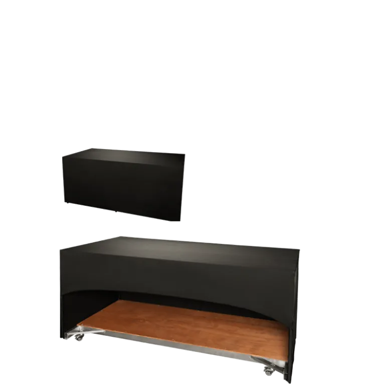 Buffet pliant houssé noir "3 faces" 80 x 200 cm sur roulettes