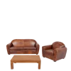 Canapé Club cuir marron 83 x 190 cm H 97 cm