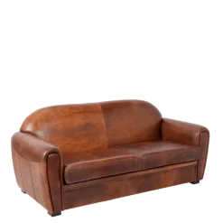 Canapé Club cuir marron 83 x 190 cm H 97 cm