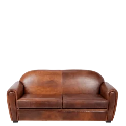 Canapé Club cuir marron 83 x 190 cm H 97 cm