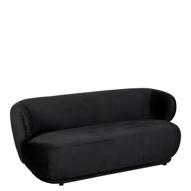 Canapé Elton velours noir M1 78 x 170 cm H 70 cm