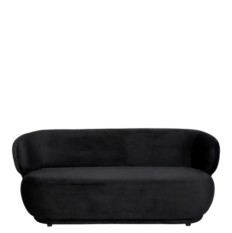 Canapé Elton velours noir M1 78 x 170 cm H 70 cm