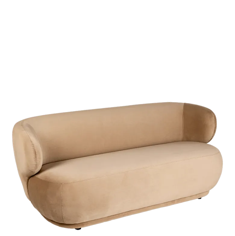 Canapé Elton velours taupe 78 x 170 cm H 70 cm