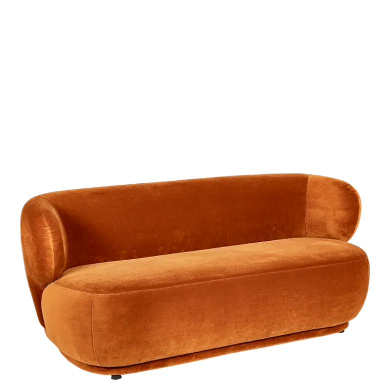 Canapé Elton velours terracotta 78 x 170 cm H 70 cm