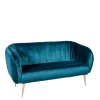 Canapé Juliette velours bleu vert 78 x 165 cm H 85 cm