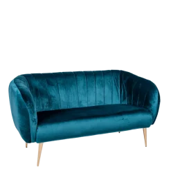 Canapé Juliette velours bleu vert 78 x 165 cm H 85 cm