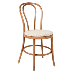 Chaise Bistrot teinte noyer avec galette lin ficelle