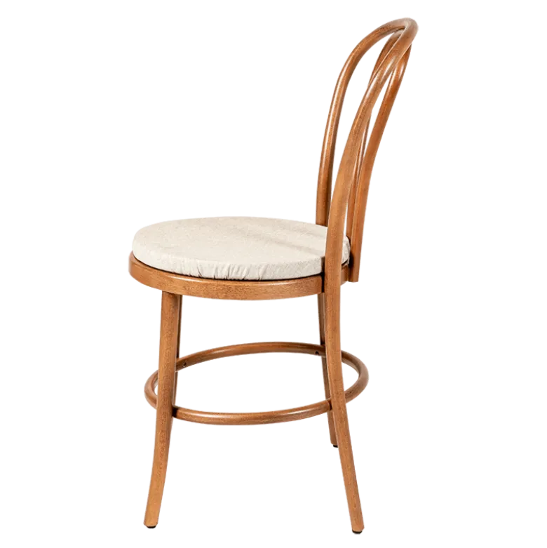 Chaise Bistrot teinte noyer avec galette lin ficelle