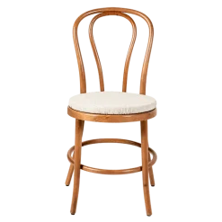 Chaise Bistrot teinte noyer avec galette lin ficelle