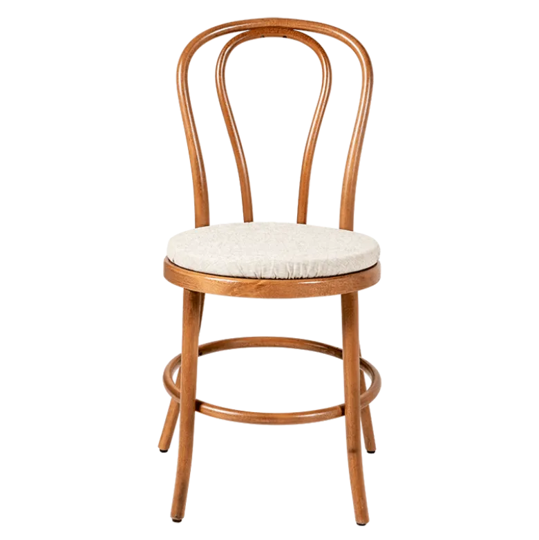Chaise Bistrot teinte noyer avec galette lin ficelle