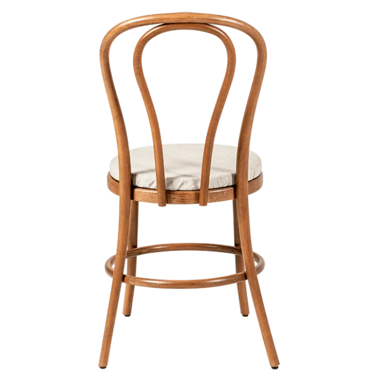 Chaise Bistrot teinte noyer avec galette lin ficelle