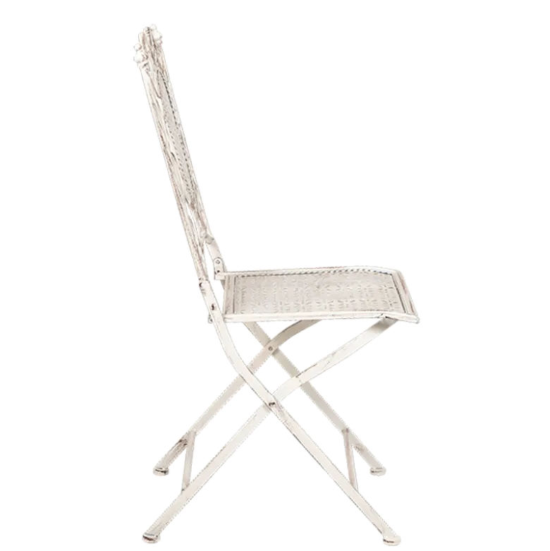 Chaise Chantilly vintage blanche en fer forgé