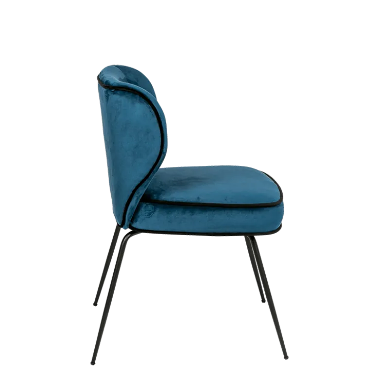 Chaise Dandy velours bleu