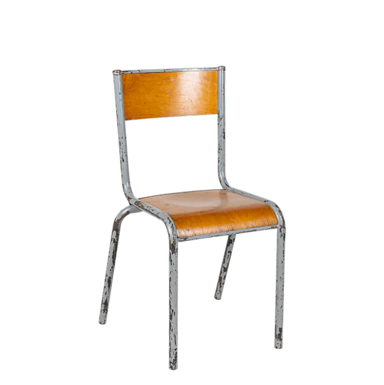 Chaise d’écolier bois acier vintage