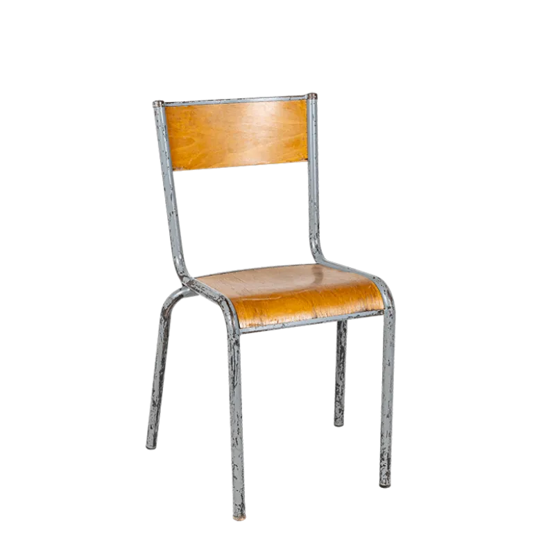 Chaise d’écolier bois acier vintage