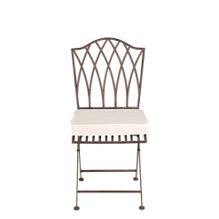 Chaise Florence en fer forgé avec coussin crème