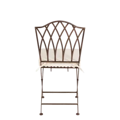 Chaise Florence en fer forgé avec coussin crème