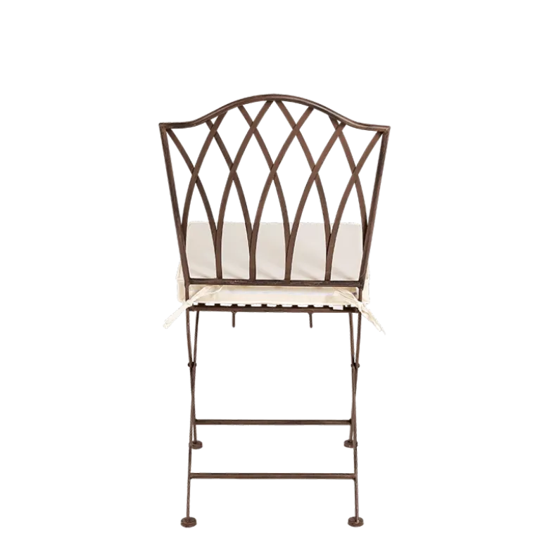 Chaise Florence en fer forgé avec coussin crème