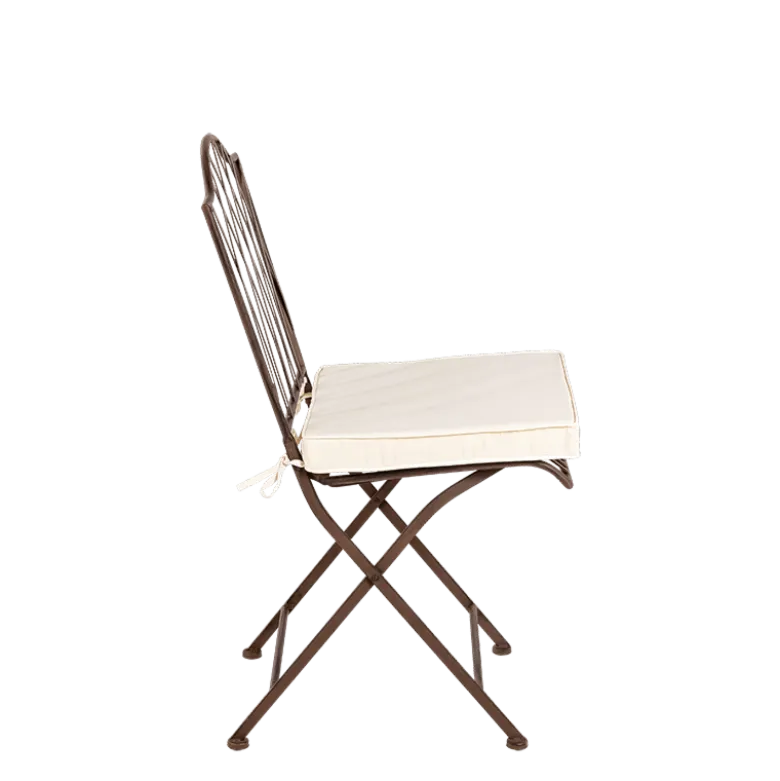 Chaise Florence en fer forgé avec coussin crème