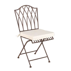 Chaise Florence en fer forgé avec coussin crème