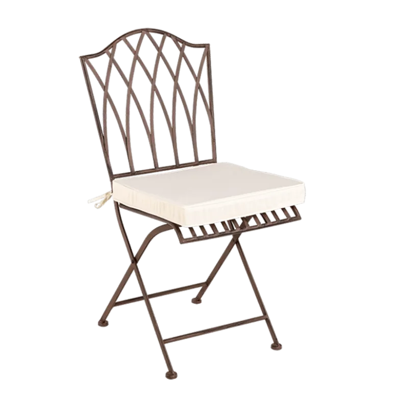 Chaise Florence en fer forgé avec coussin crème