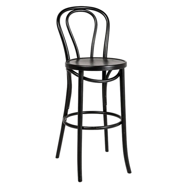 Chaise haute bistrot noire Ø 40 cm H 109 cm assise H 75 cm