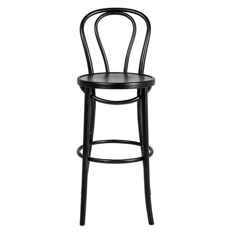 Chaise haute bistrot noire Ø 40 cm H 109 cm assise H 75 cm
