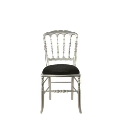Chaise Napoléon III acier fixe chintz noir