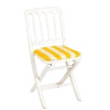 Chaise Napoléon III blanche pliante avec galette rayée jaune