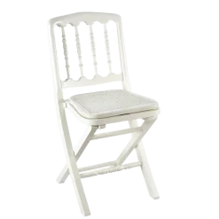 Chaise Napoléon III blanche pliante cannée