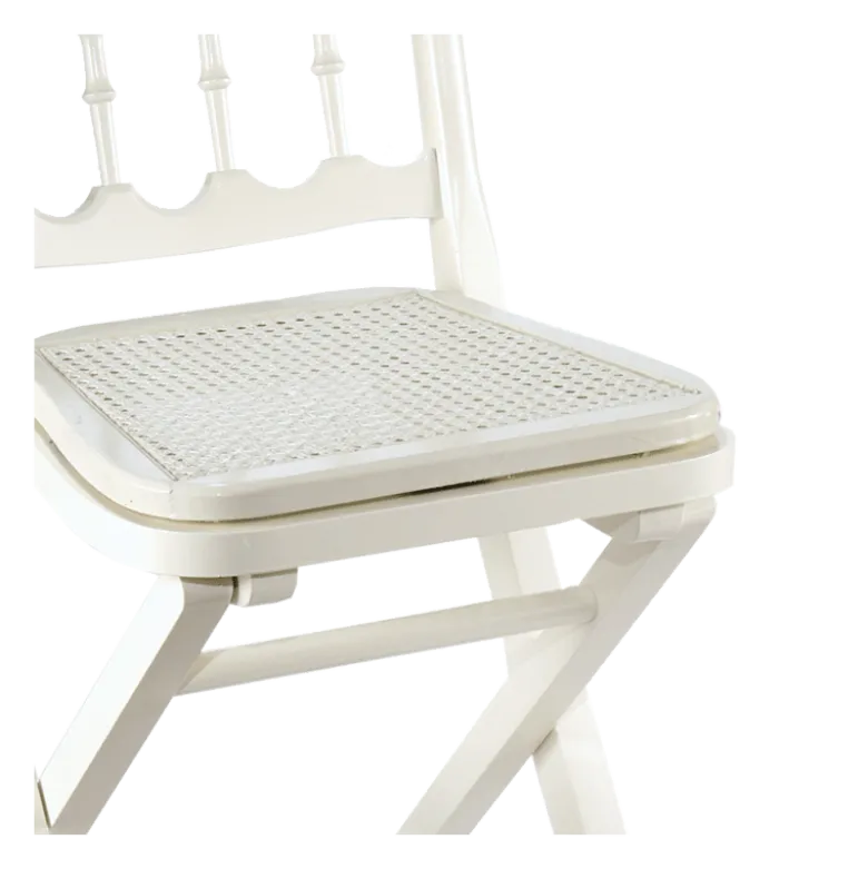 Chaise Napoléon III blanche pliante cannée
