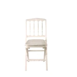 Chaise Napoléon III blanche pliante cannée