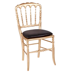 Chaise Napoléon III dorée fixe chintz noir