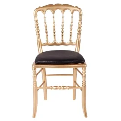Chaise Napoléon III dorée fixe chintz noir