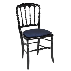 Chaise Napoléon III noire fixe Toscane bleu nuit